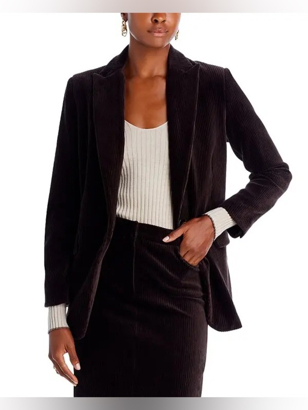 Corduroy Blazer Jacket in Brown